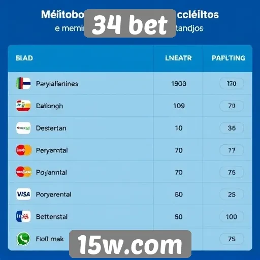 Métodos de pagamento aceitos no 34 bet